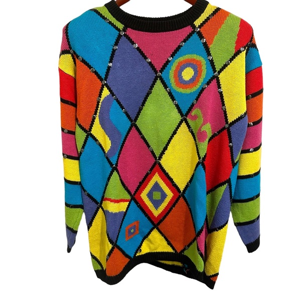 Vintage L’Eau Vive Diamond Pattern Sweater L - Picture 1 of 7